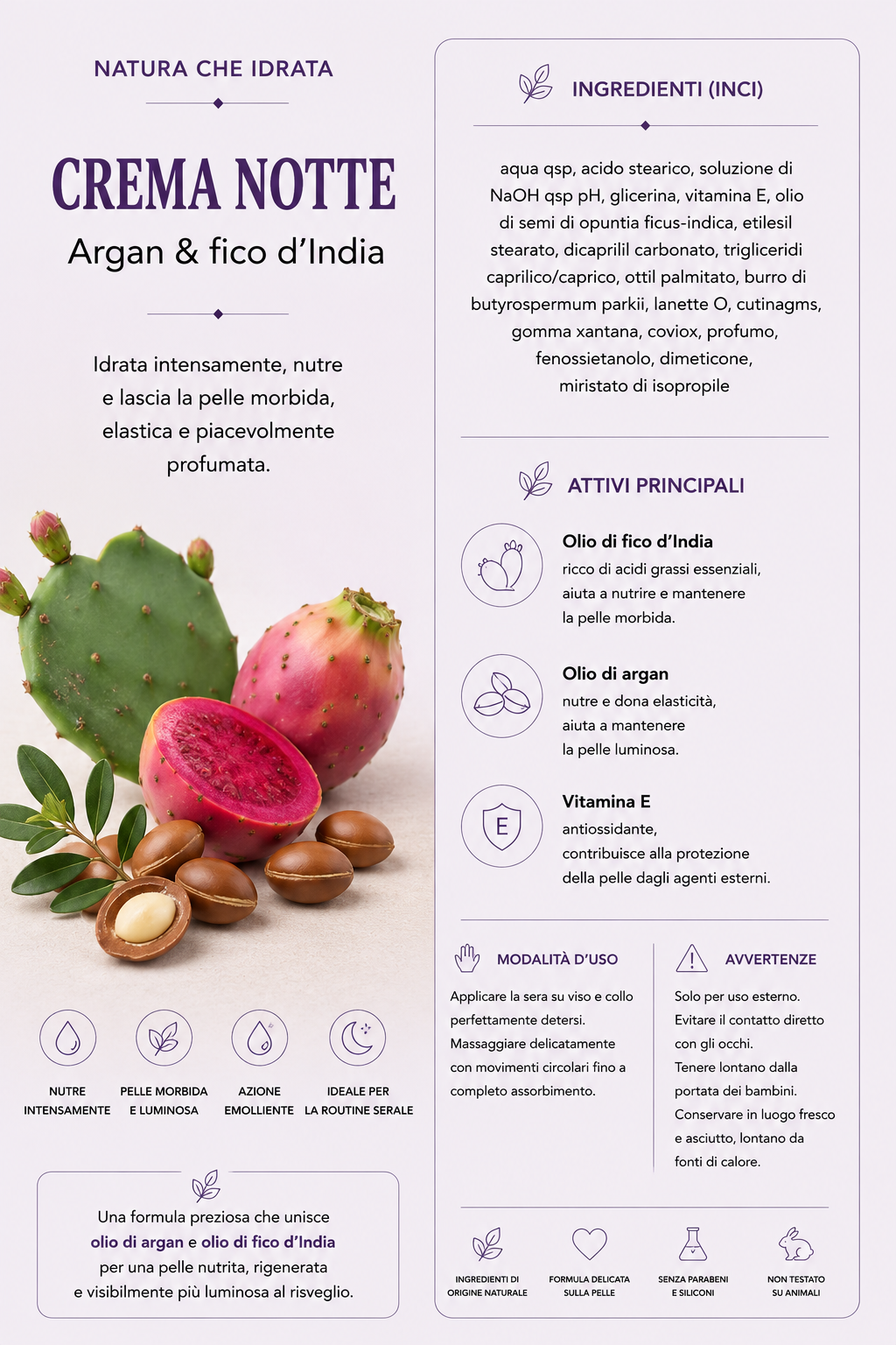 Night Cream Argan & Fico d’India – Trattamento Rigenerante Notturno